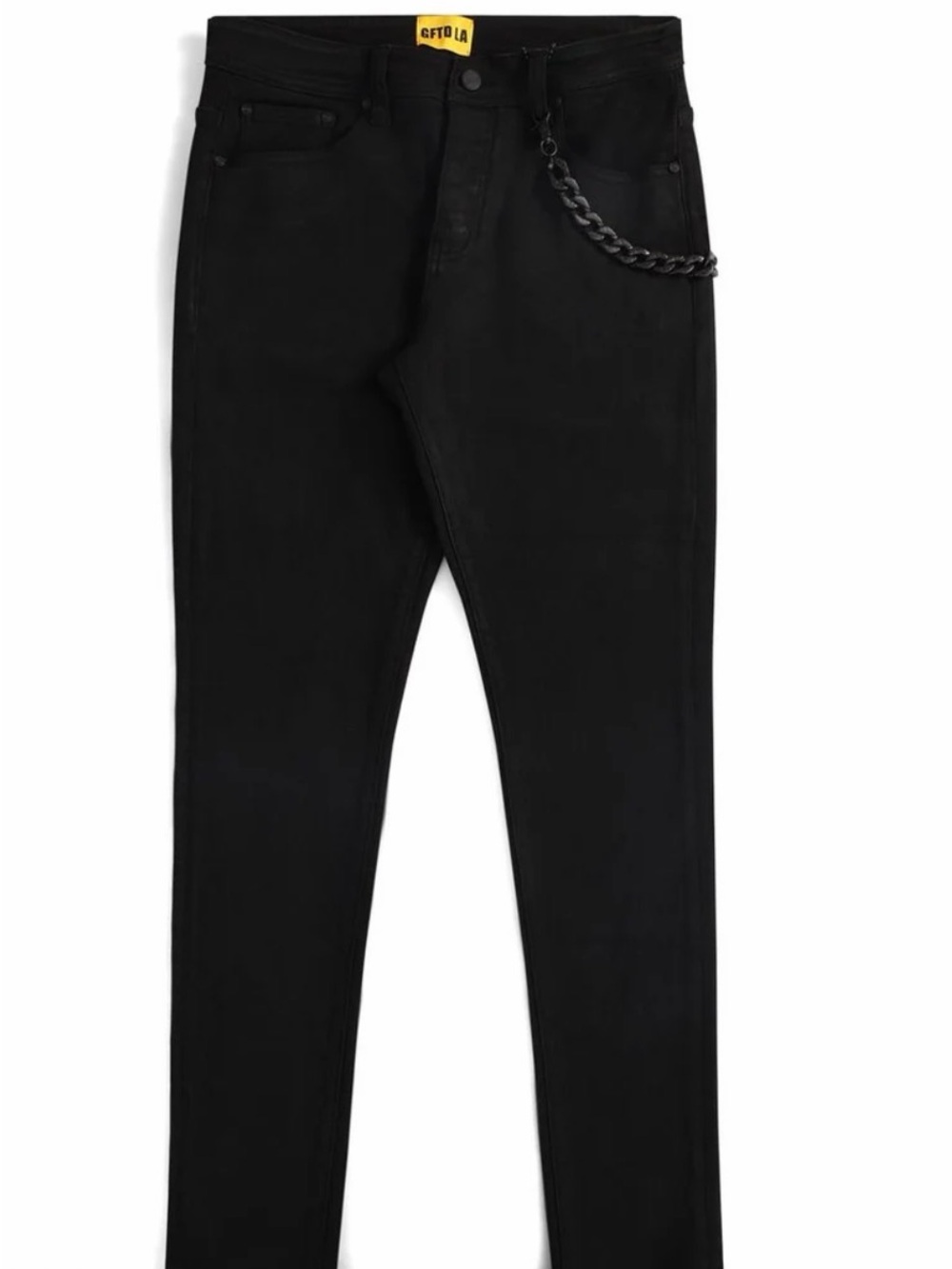 Men's Black Slim Jeans with Chain